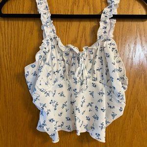 Blue floral riffle tank top